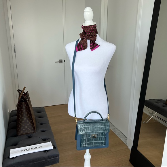 Krenoir Kandie Medium Bag in Arctic Shine Handbag Purse Crossbody Alligator - Picture 4 of 14